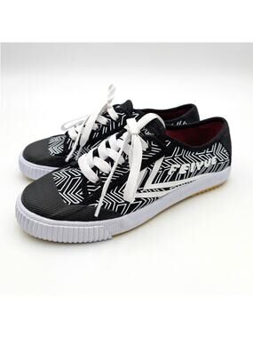 Feiyue Fe Lo 1920 Chevron Print Sneaker Shoes Unisex Black/White Sz USW7/M5 EU38